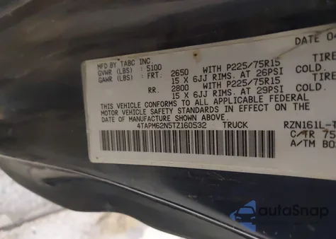 1996 Toyota Tacoma z USA, uszkodzony, nr VIN 4TAPM62N5TZ160532